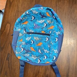 Shark Print Kids Backpack - Blue and Orange